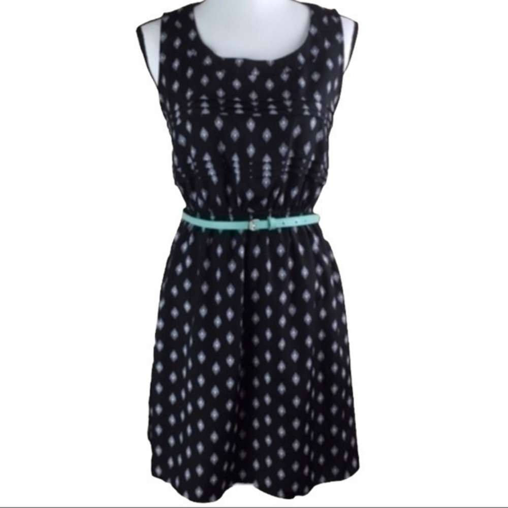Xhilaration Dress Pleated Chest Belted Sleeveless Dress